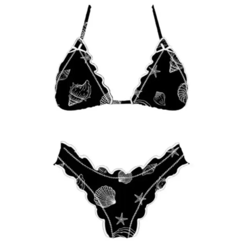 Wave Catcher Back Shell Seashell 2Pc Triangle Bikini Swimsuit Set - Picture 7 of 7